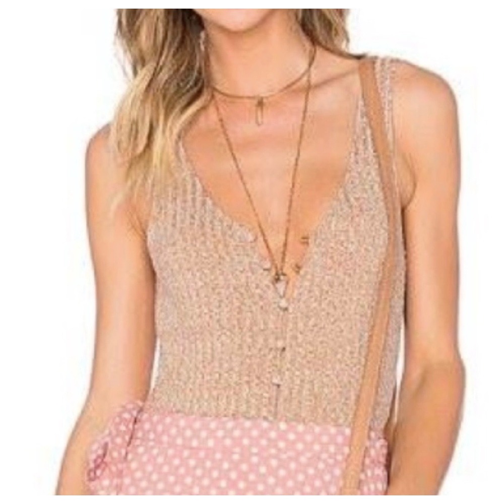 Privacy Please Gyle Bodysuit Knit Brown Tan Small